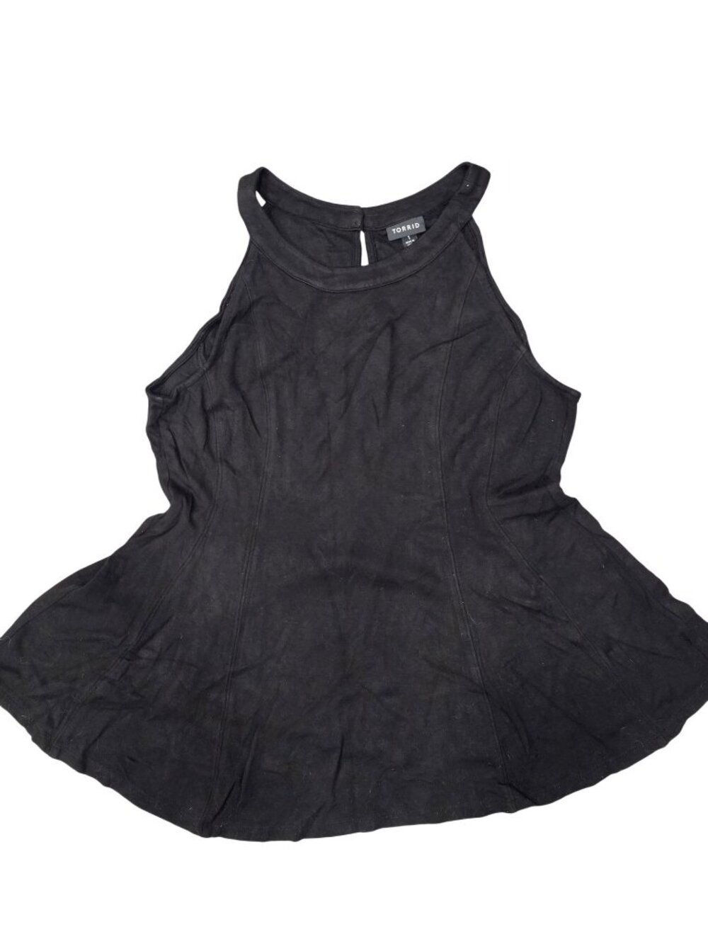 Torrid Black Sleeveless Flared Tank Top Size 1 High Neck Stretchy Fabric